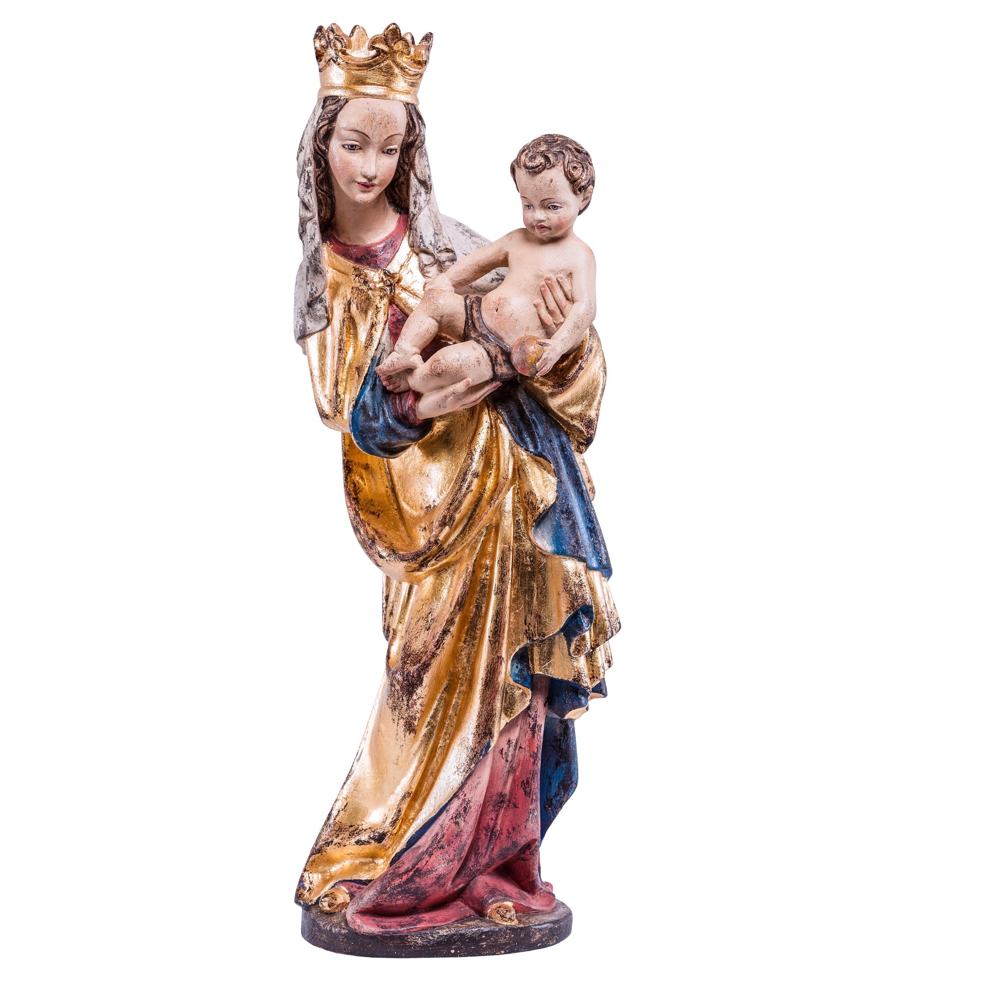 Mondo Cattolico Antiqued / 55 cm (21.7 in) Wooden statue of Madonna of Salzburg