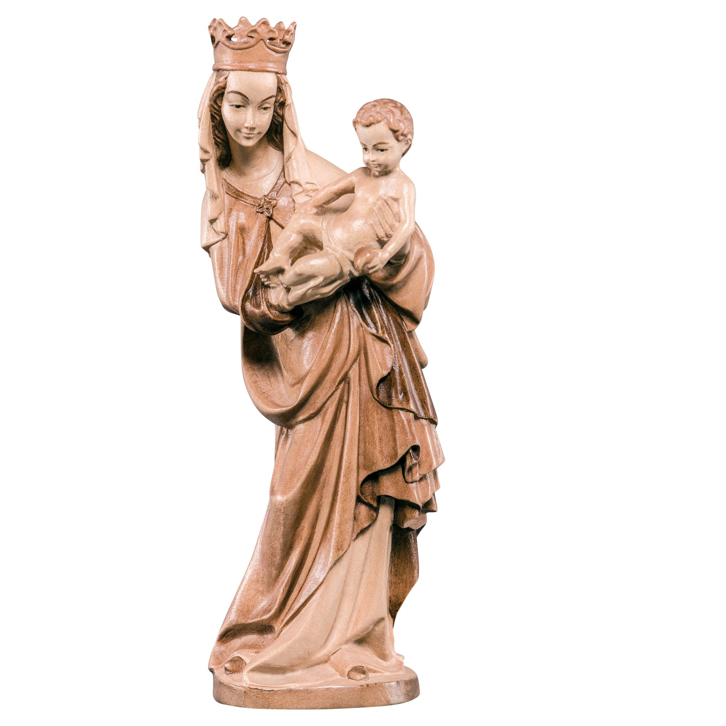 MONDO CATTOLICO Glossy / 27 cm (10.6 in) Wooden statue of Madonna of Salzburg
