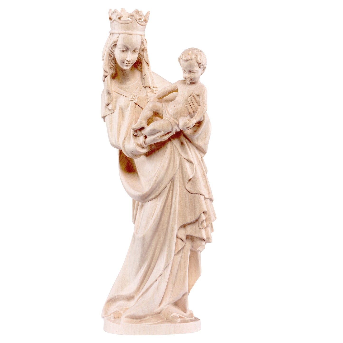 MONDO CATTOLICO Natural / 27 cm (10.6 in) Wooden statue of Madonna of Salzburg