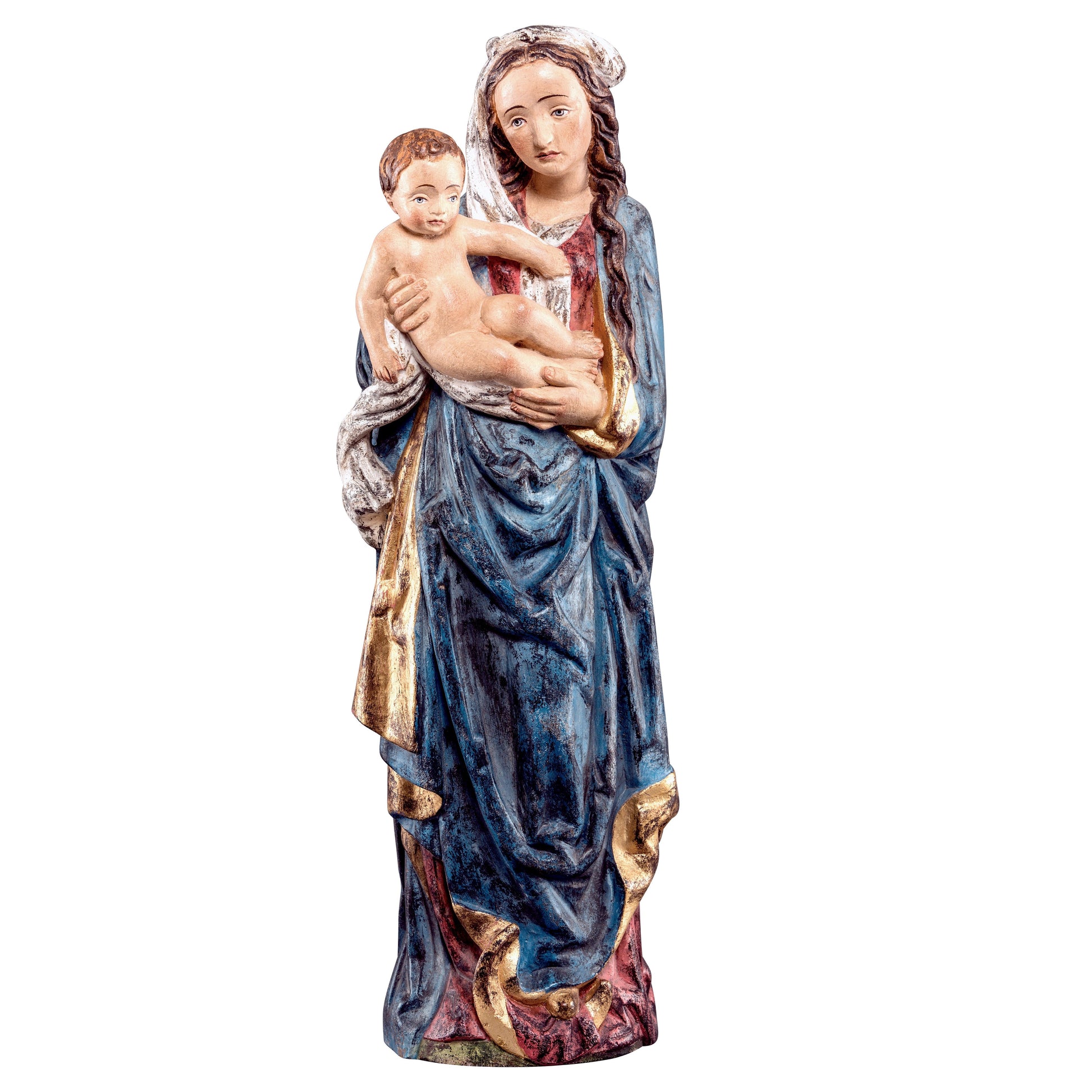 MONDO CATTOLICO Antiqued / 50 cm (19.7 in) Wooden statue of Madonna Riemenschneider