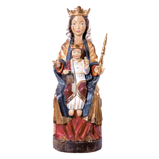 MONDO CATTOLICO Golden / 60 cm (23.6 in) Wooden statue of Madonna romanesque style