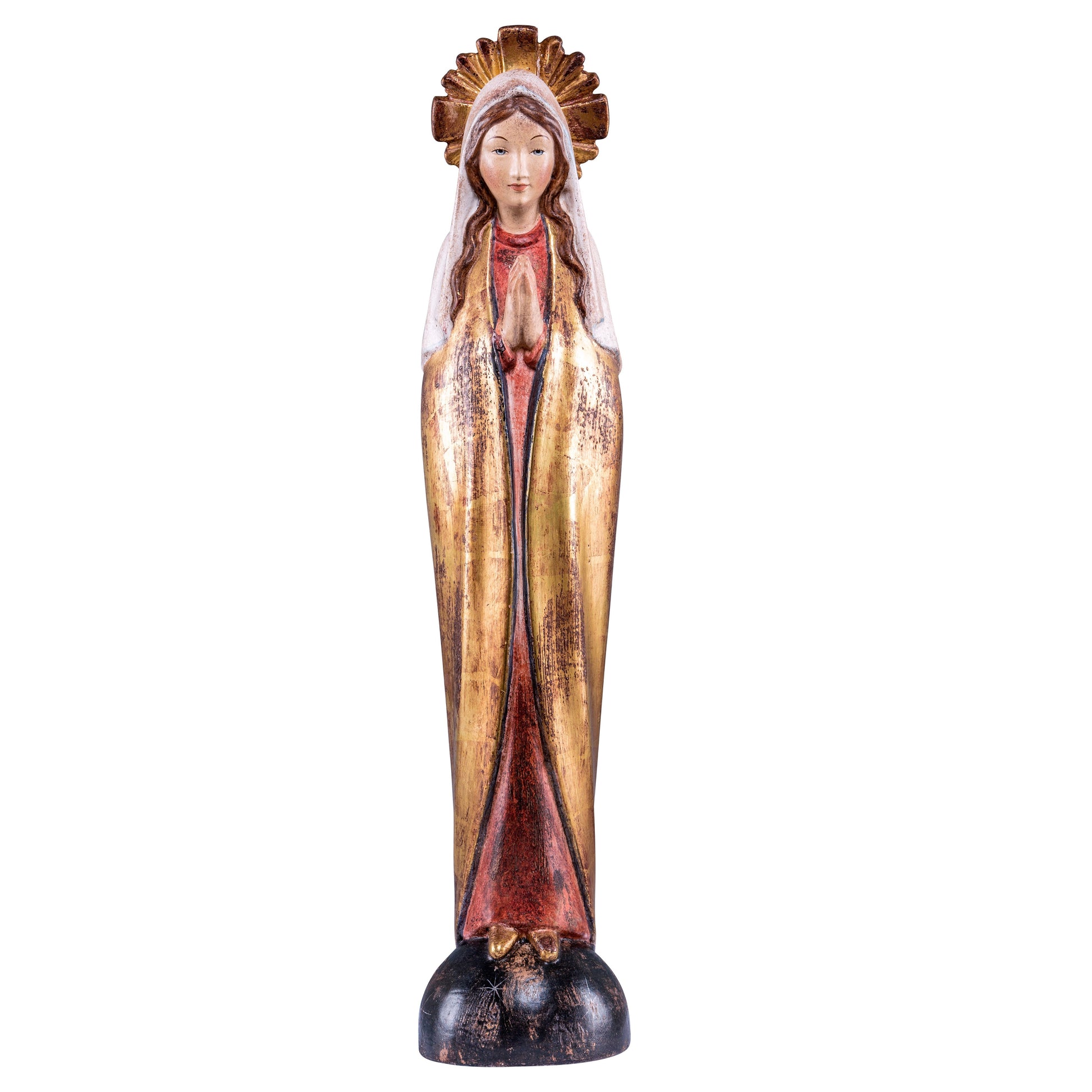 MONDO CATTOLICO Golden / 40 cm (15.7 in) Wooden statue of Madonna stylized