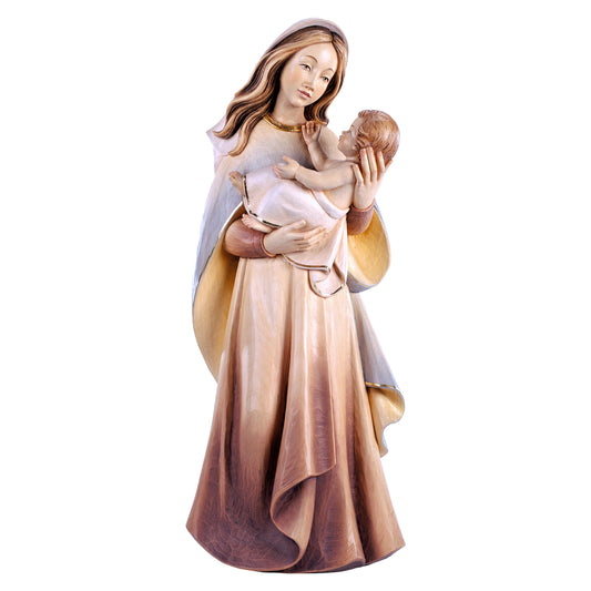 MONDO CATTOLICO Colored / 10 cm (3.9 in) Wooden statue of Mother of youth