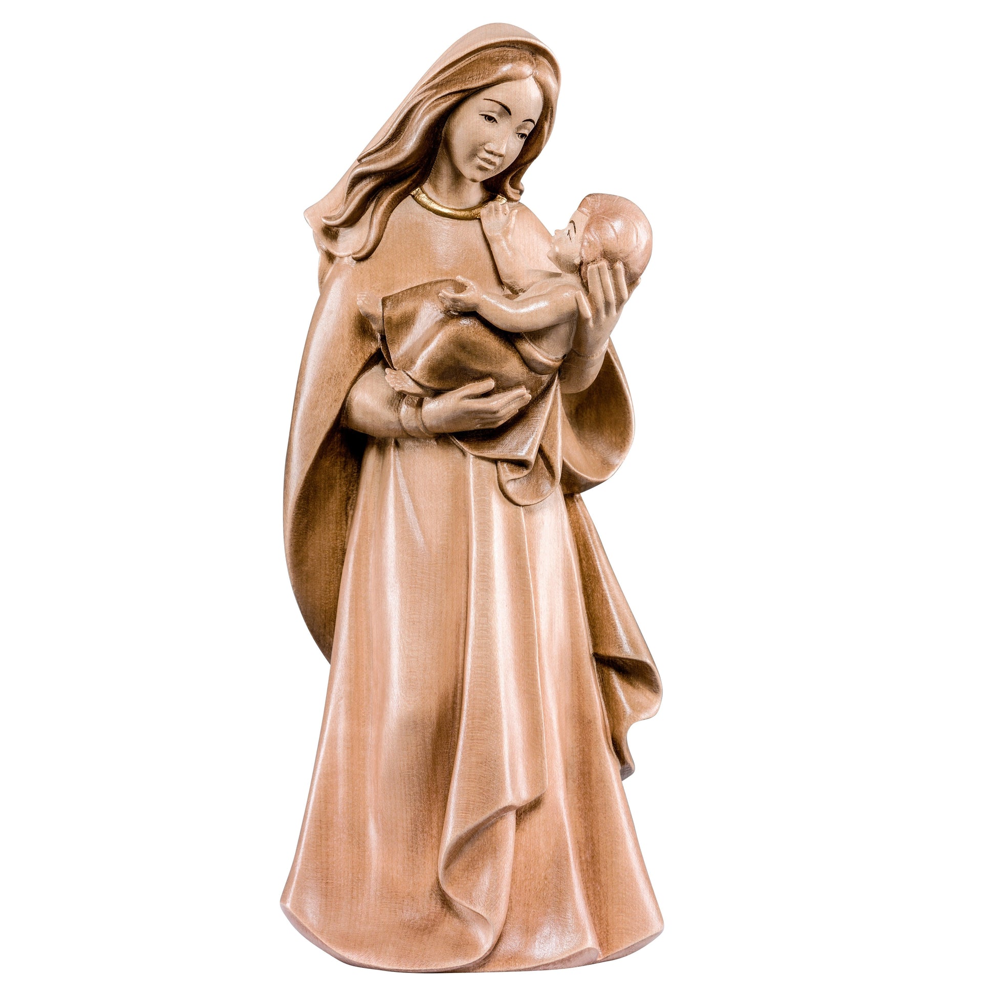 MONDO CATTOLICO Glossy / 10 cm (3.9 in) Wooden statue of Mother of youth