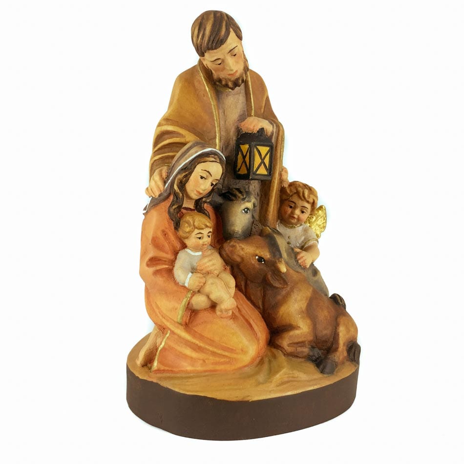 Mondo Cattolico 16 cm (6.30 in) Wooden Statue of Nativity Holy Family