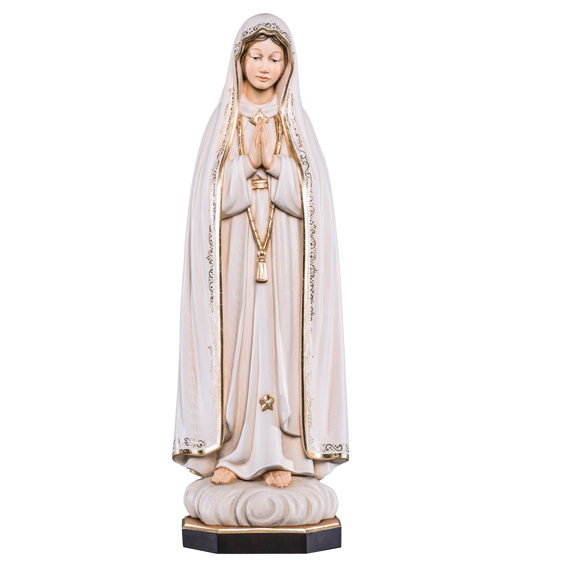 MONDO CATTOLICO Colored / 10 cm (3.9 in) Wooden statue of Our Lady of Fátima