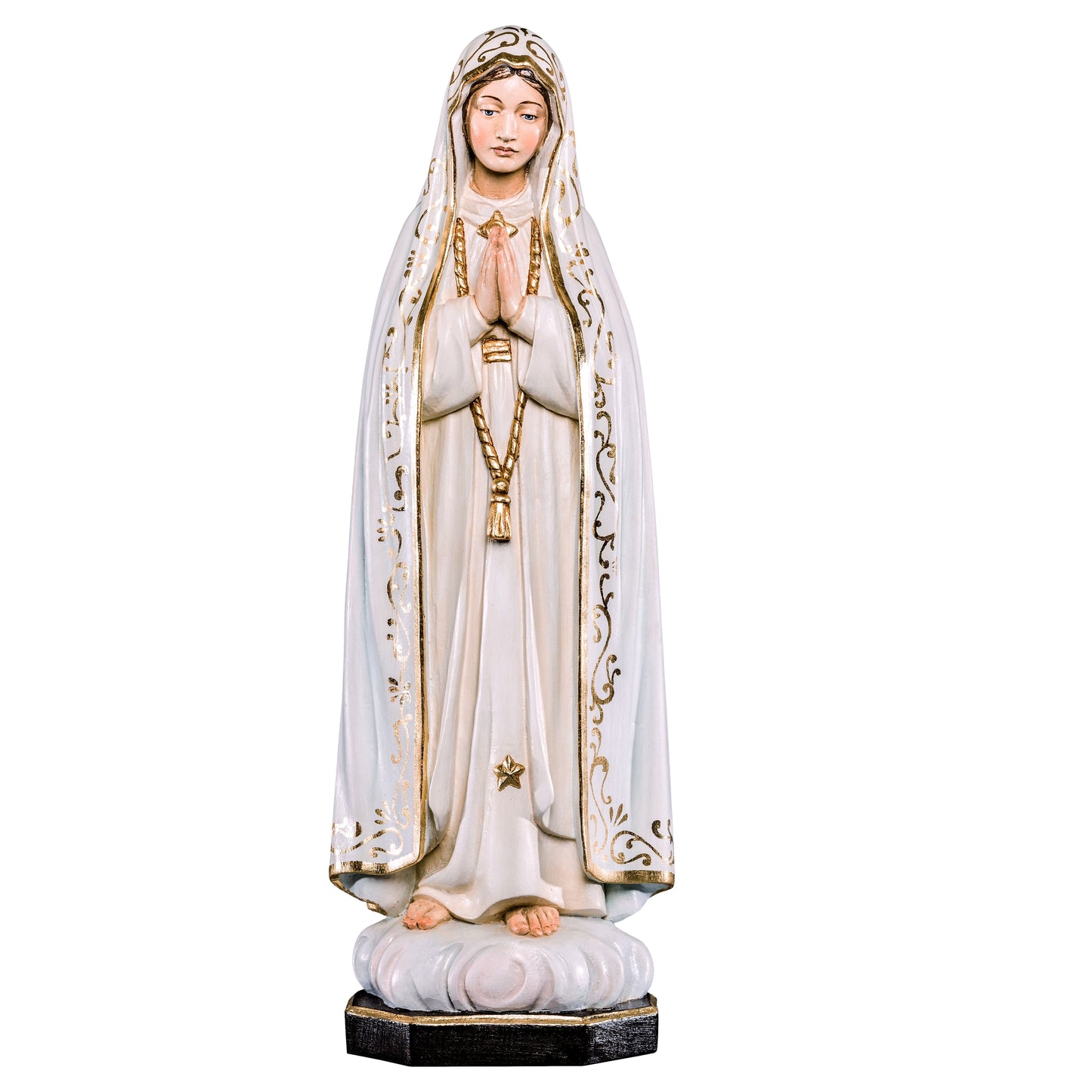 MONDO CATTOLICO Antiqued / 60 cm (23.6 in) Wooden statue of Our Lady of Fátima