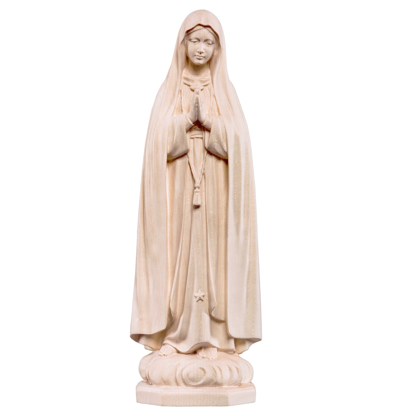 MONDO CATTOLICO Natural / 15 cm (5.9 in) Wooden statue of Our Lady of Fátima