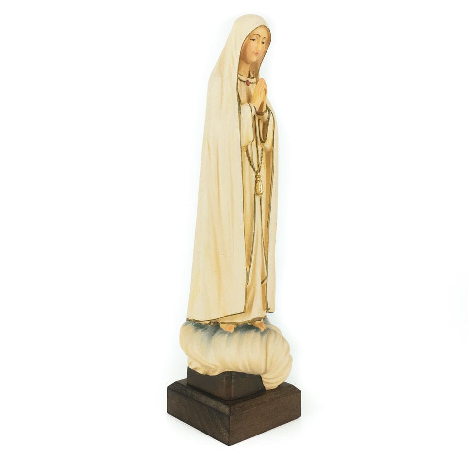 Mondo Cattolico 22 cm (8.66 in) Wooden Statue of Our Lady of Fatima on the Clouds