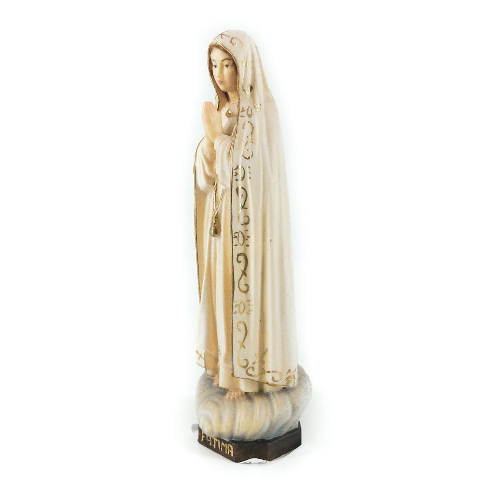 PEMA S.R.L. 11 cm (4.33 in) Wooden Statue of Our Lady of Fatima With Gold Decorated White Dress