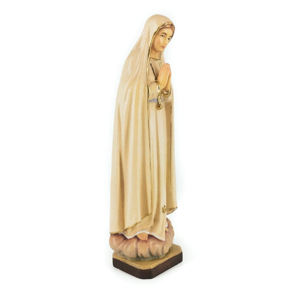 Mondo Cattolico 15 cm (5.90 in) Wooden Statue of Our Lady of Fatima With Golden Chain