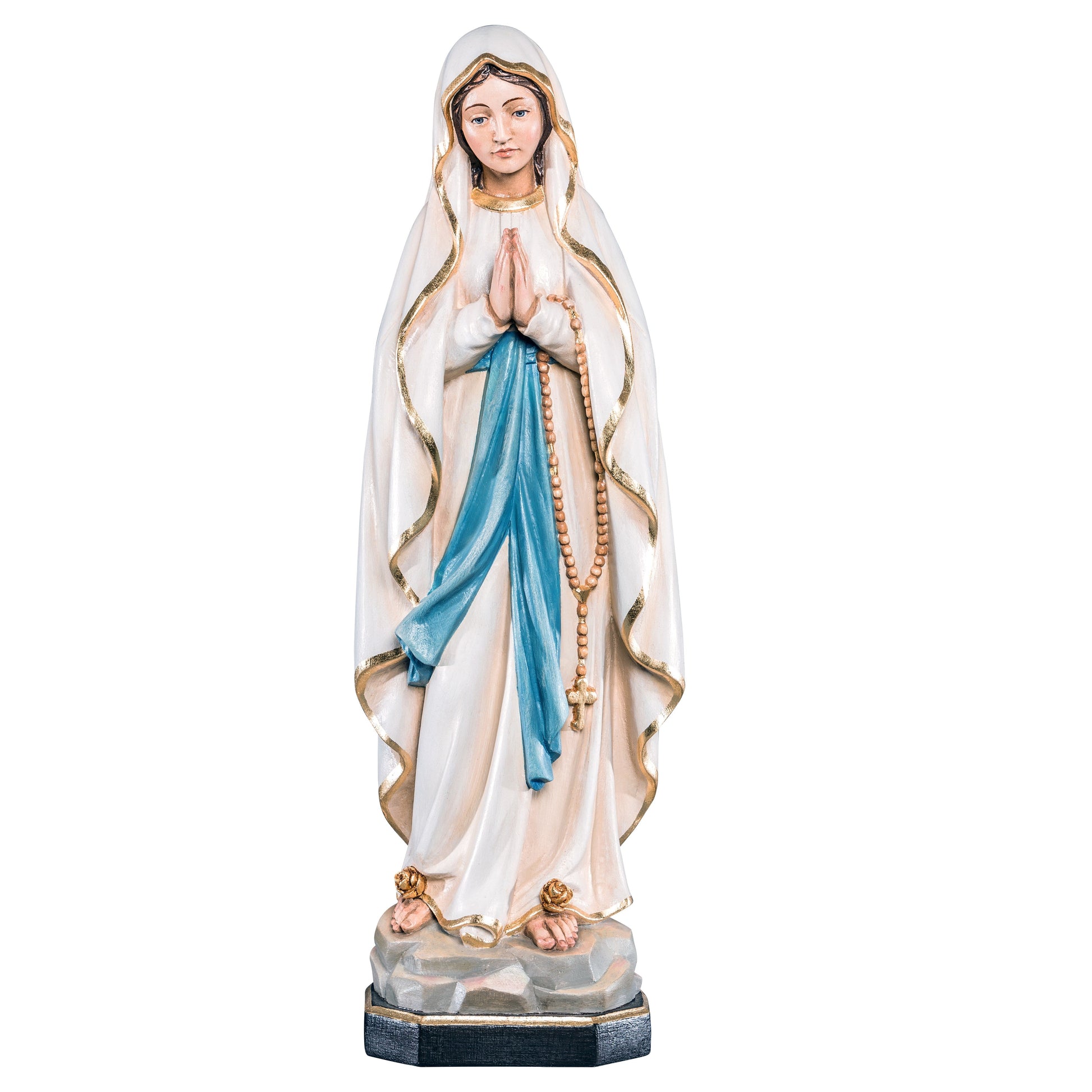 MONDO CATTOLICO Antiqued / 60 cm (23.6 in) Wooden statue of Our Lady of Lourdes