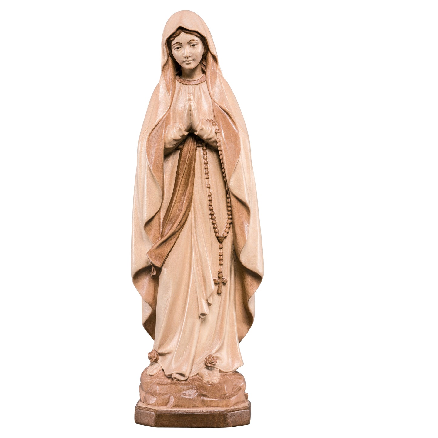 MONDO CATTOLICO Glossy / 10 cm (3.9 in) Wooden statue of Our Lady of Lourdes