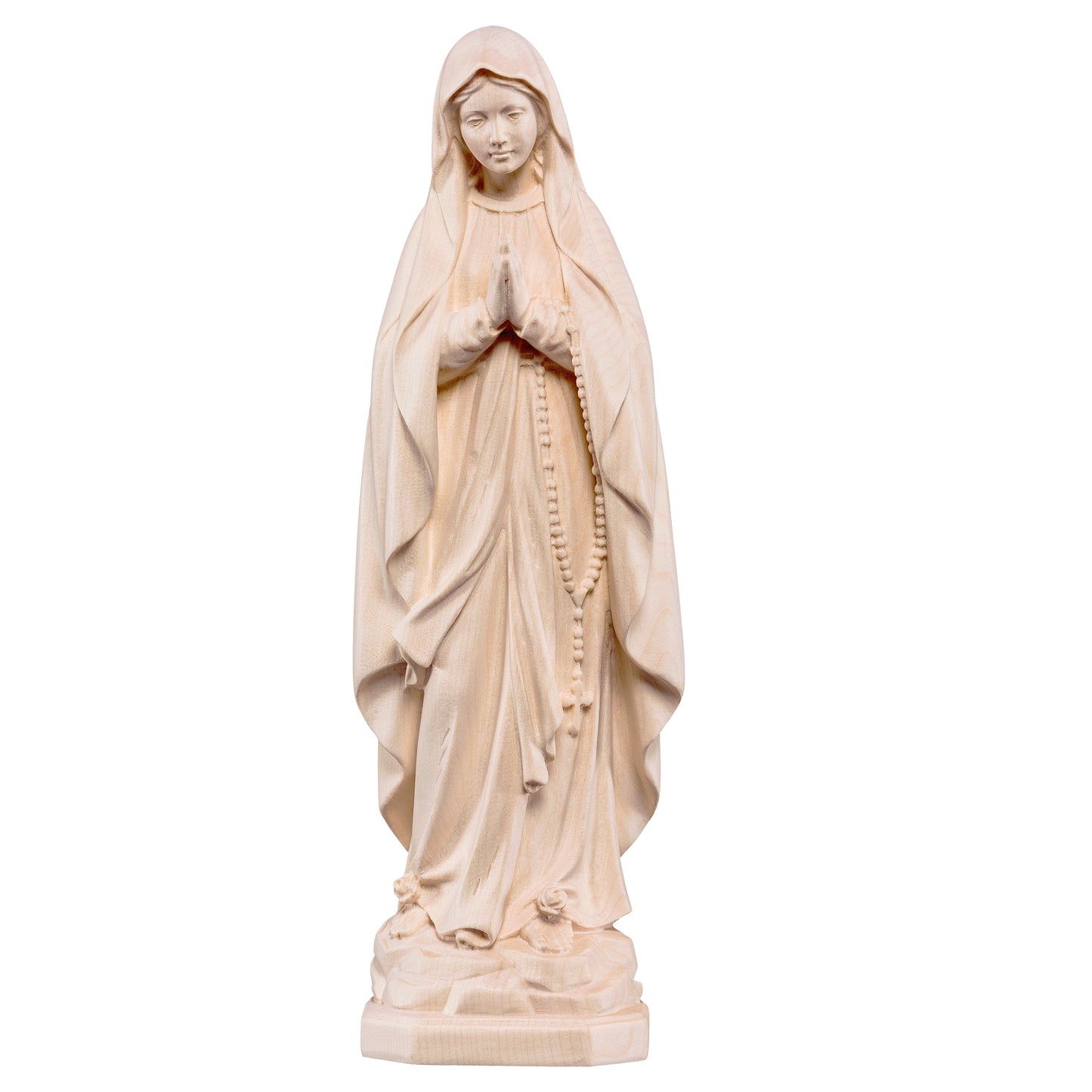 MONDO CATTOLICO Natural / 15 cm (5.9 in) Wooden statue of Our Lady of Lourdes