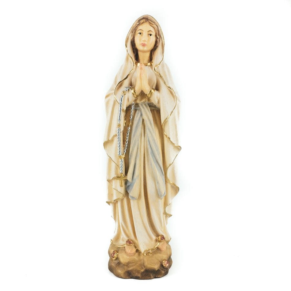 PEMA S.R.L. Prayer Beads 16.5 cm (6.50 in) Wooden Statue of Our Lady of Lourdes With Rosary