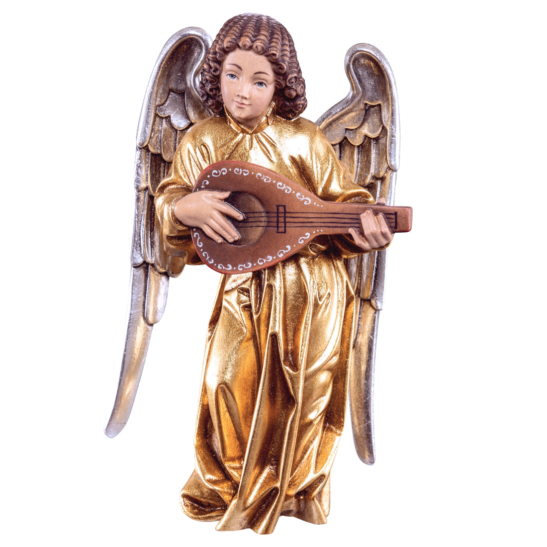 Wooden statue of Pacher angel with mandolin | MONDO CATTOLICO