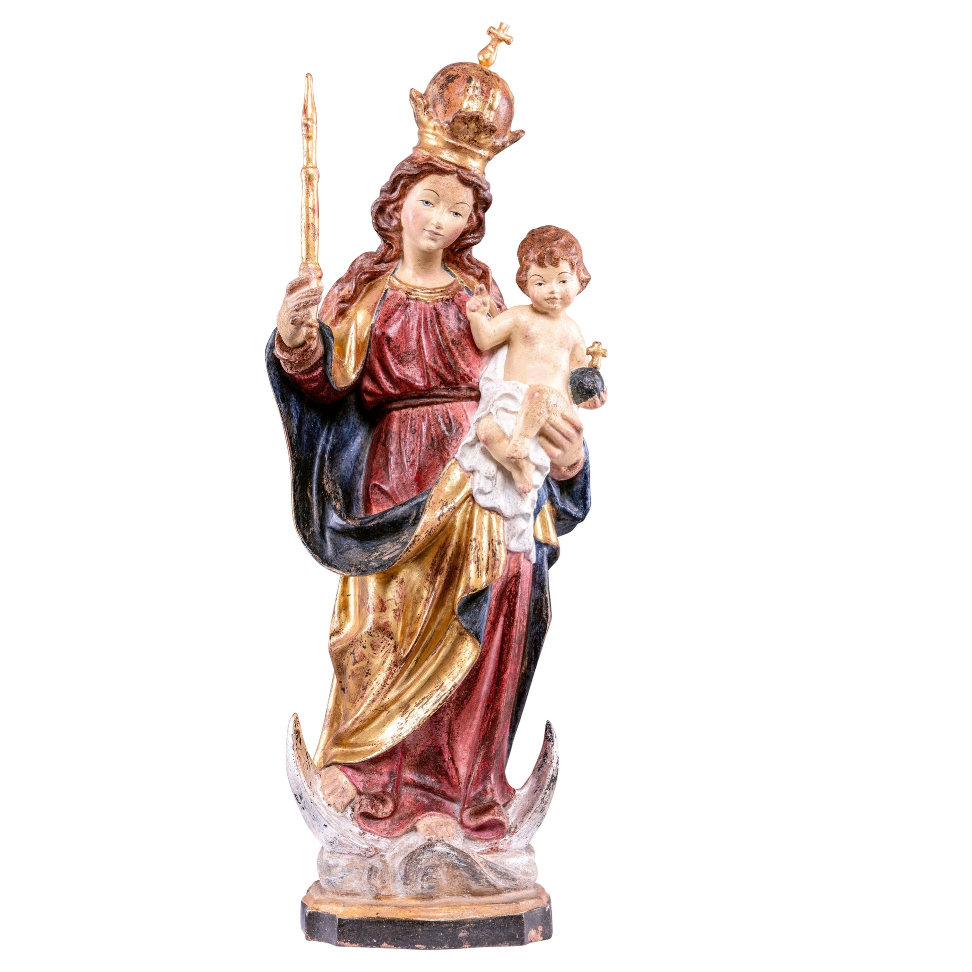 MONDO CATTOLICO Golden / 30 cm (11.8 in) Wooden statue of Patron saint of Bavaria