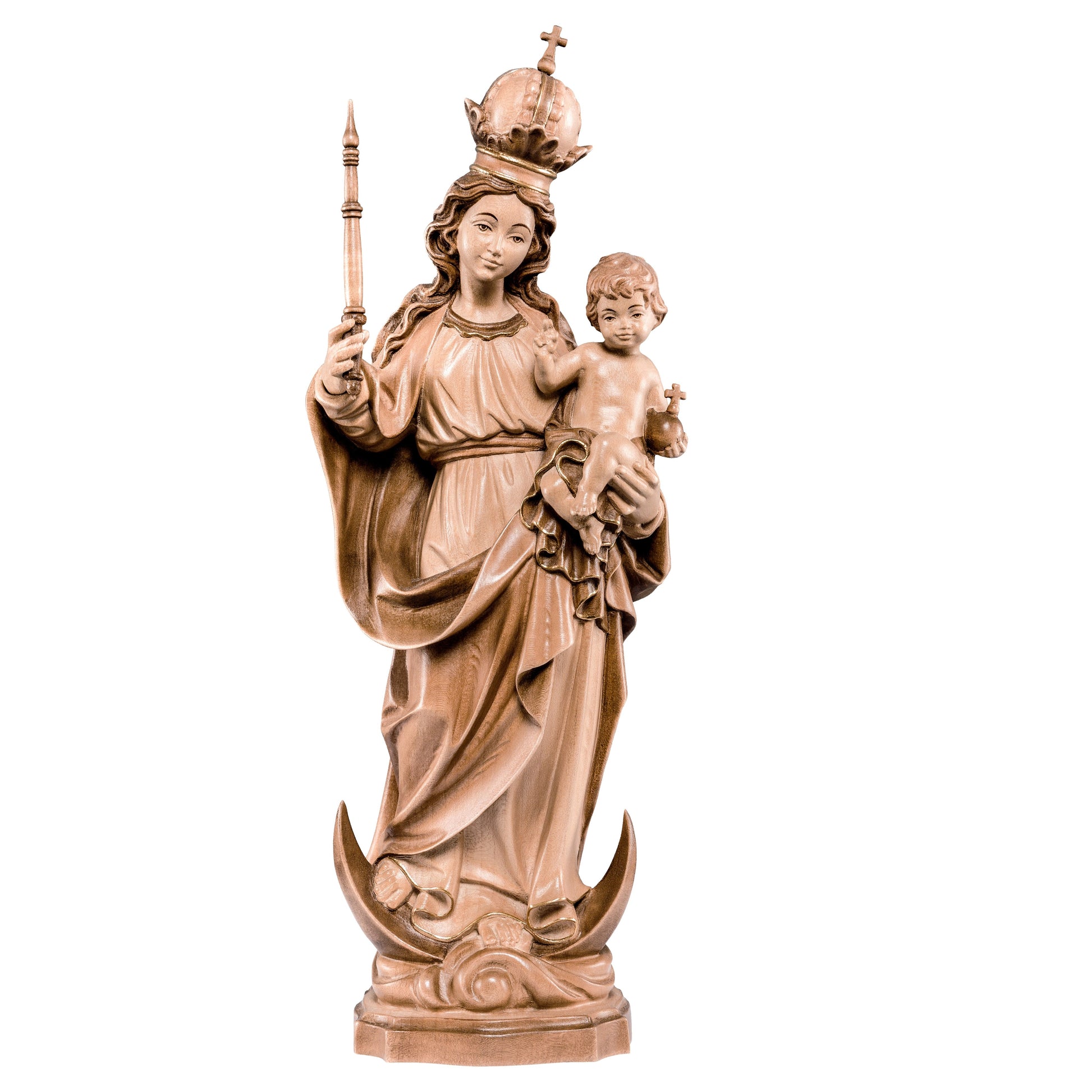 MONDO CATTOLICO Glossy / 15 cm (5.9 in) Wooden statue of Patron saint of Bavaria