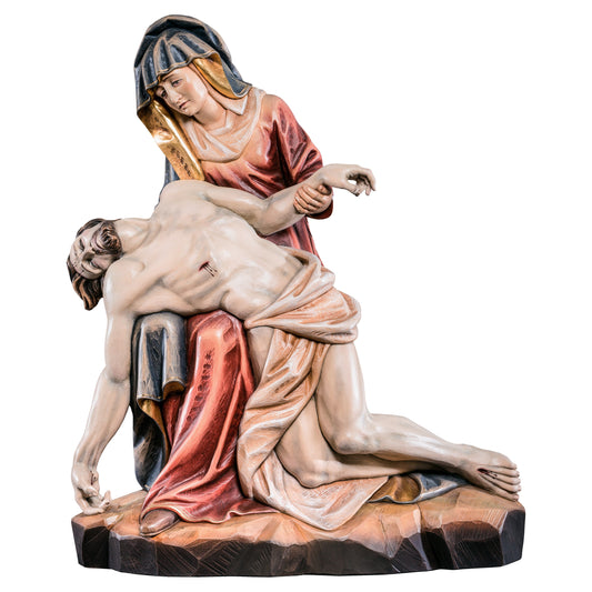 MONDO CATTOLICO Colored / 35 cm (13.8 in) Wooden statue of Pietà