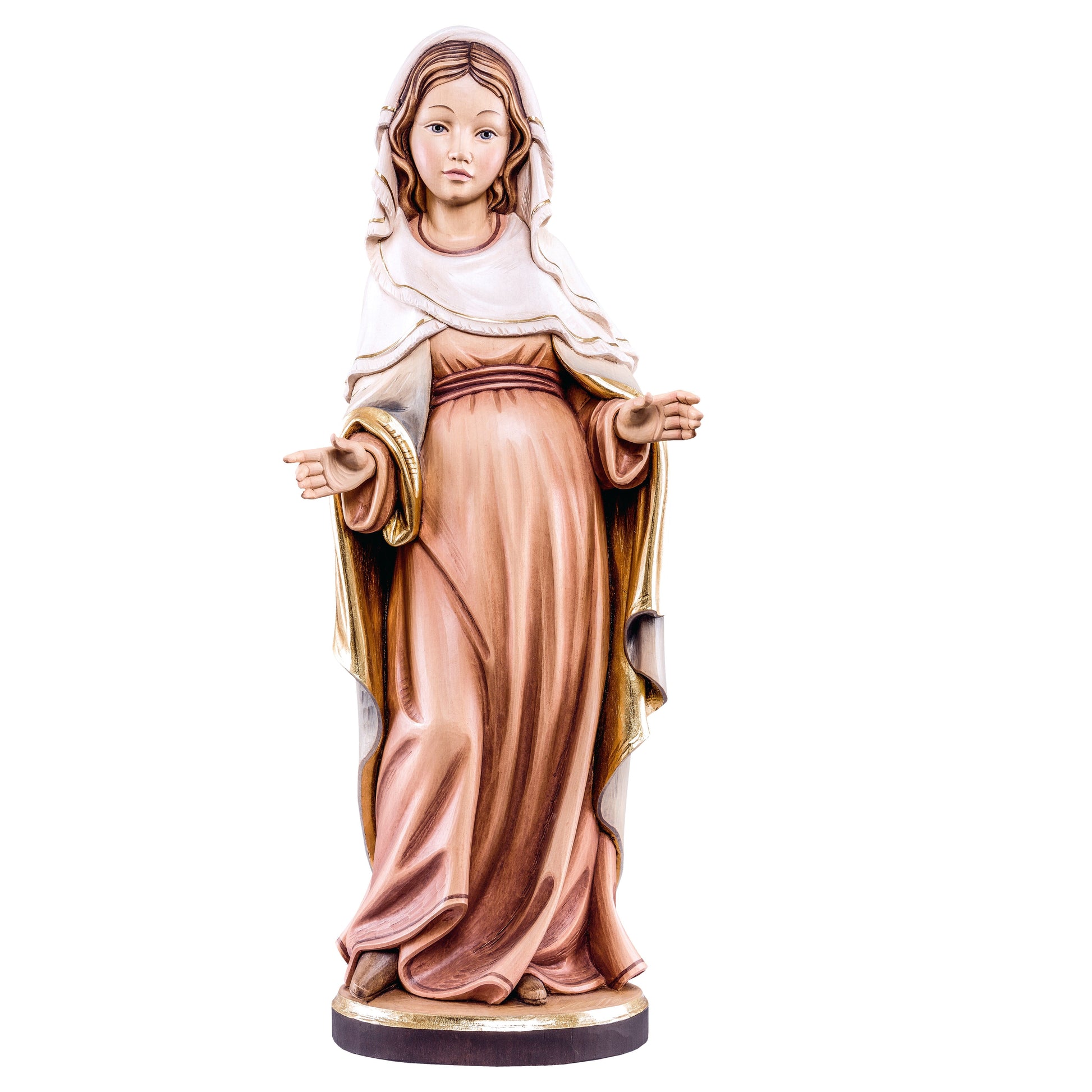 MONDO CATTOLICO Colored / 10 cm (3.9 in) Wooden statue of Pregnant Madonna