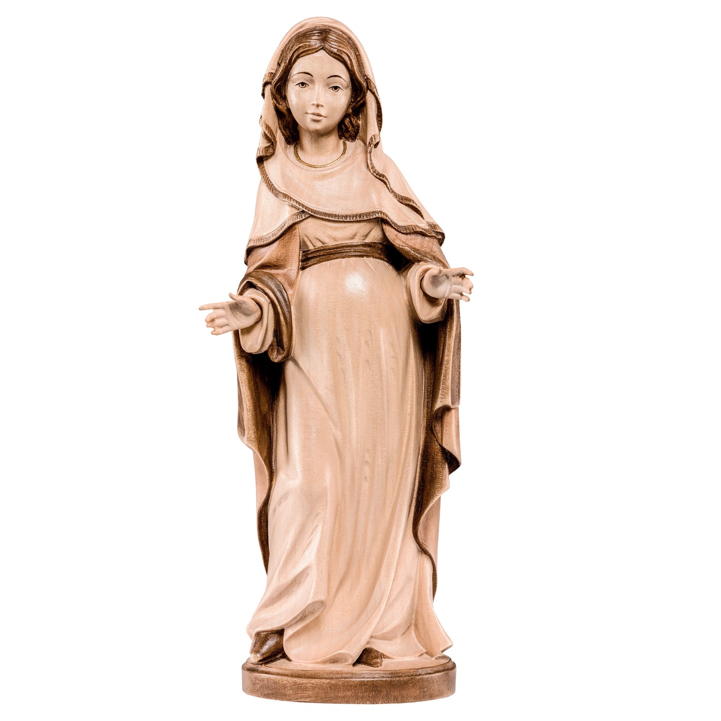 MONDO CATTOLICO Glossy / 10 cm (3.9 in) Wooden statue of Pregnant Madonna