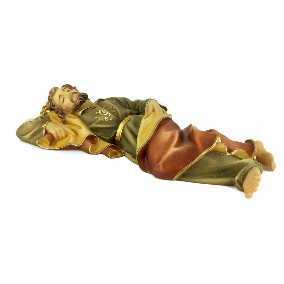 MONDO CATTOLICO Wooden Statue of Sleeping St. Joseph