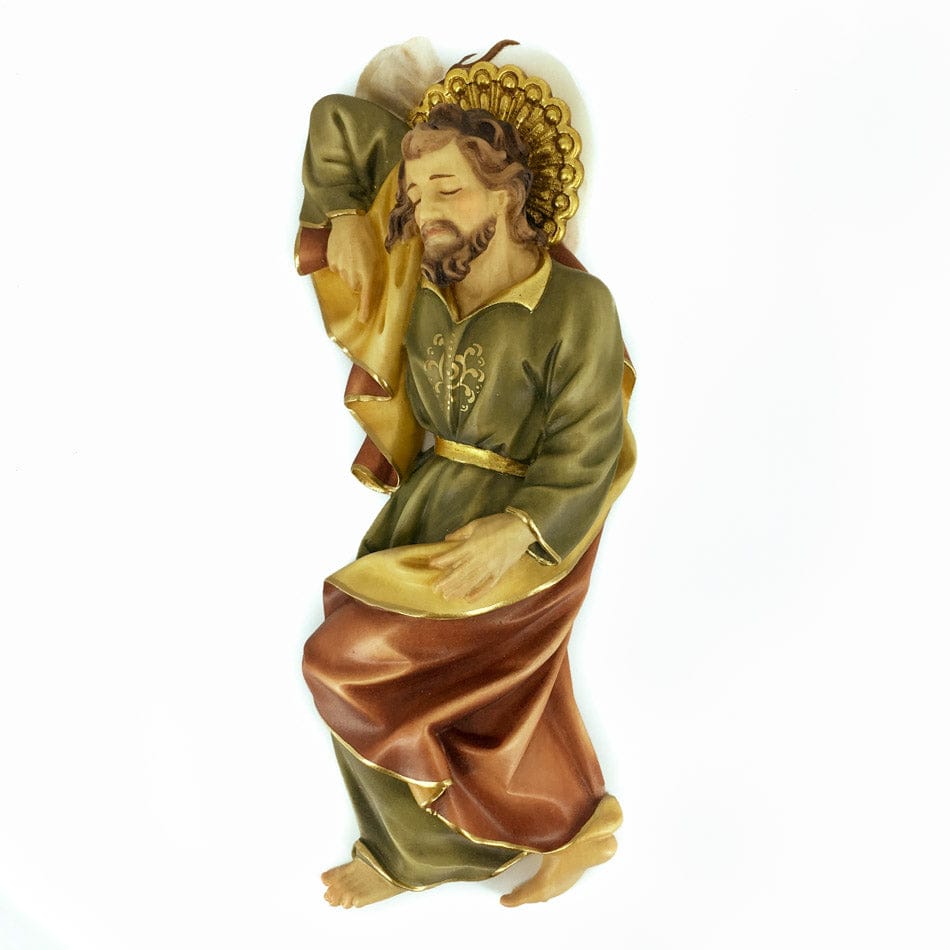 MONDO CATTOLICO 23 cm (9.06 in) Wooden Statue of Sleeping St. Joseph