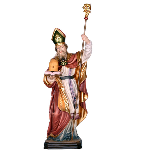 Mondo Cattolico Colored / 15 cm (5.9 in) Wooden statue of St. Ambrosius