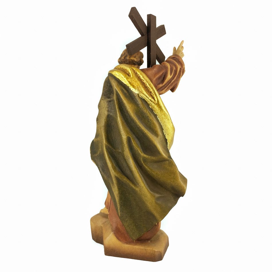 MONDO CATTOLICO 15 cm (5.91 in) Wooden Statue of St. Andrew Holding His Crux Decussata