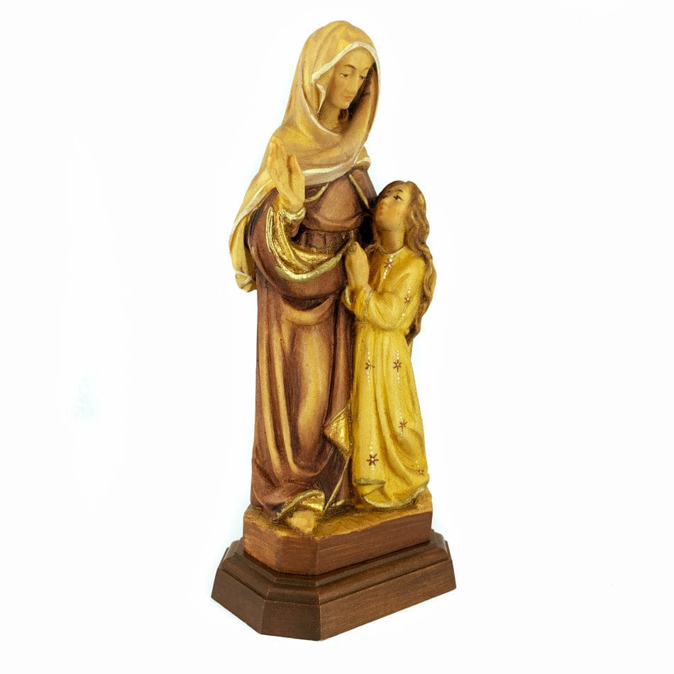 MONDO CATTOLICO 18 cm (7.09 in) Wooden Statue of St. Anne with Child Mary