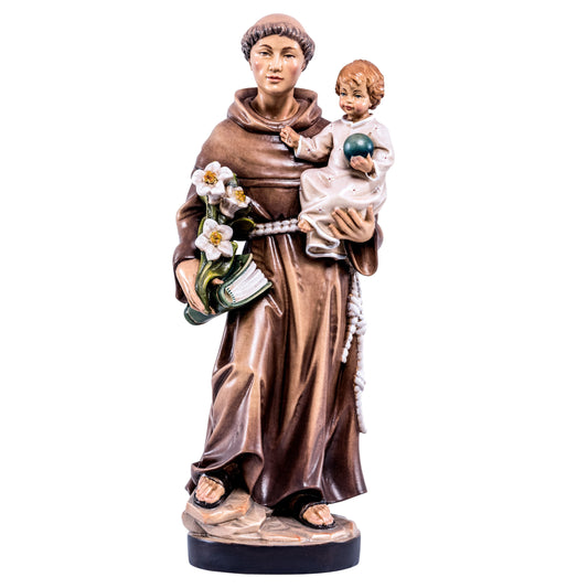 MONDO CATTOLICO Colored / 15 cm (5.9 in) Wooden Statue of St. Anthony