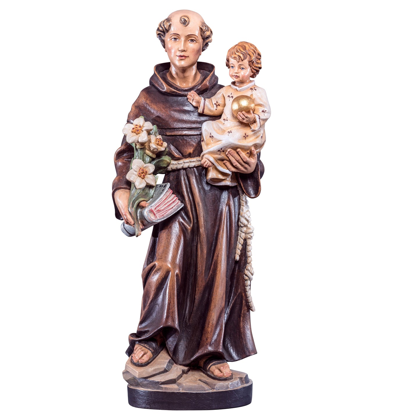 Mondo Cattolico Antiqued / 60 cm (23.6 in) Wooden statue of St. Anthony