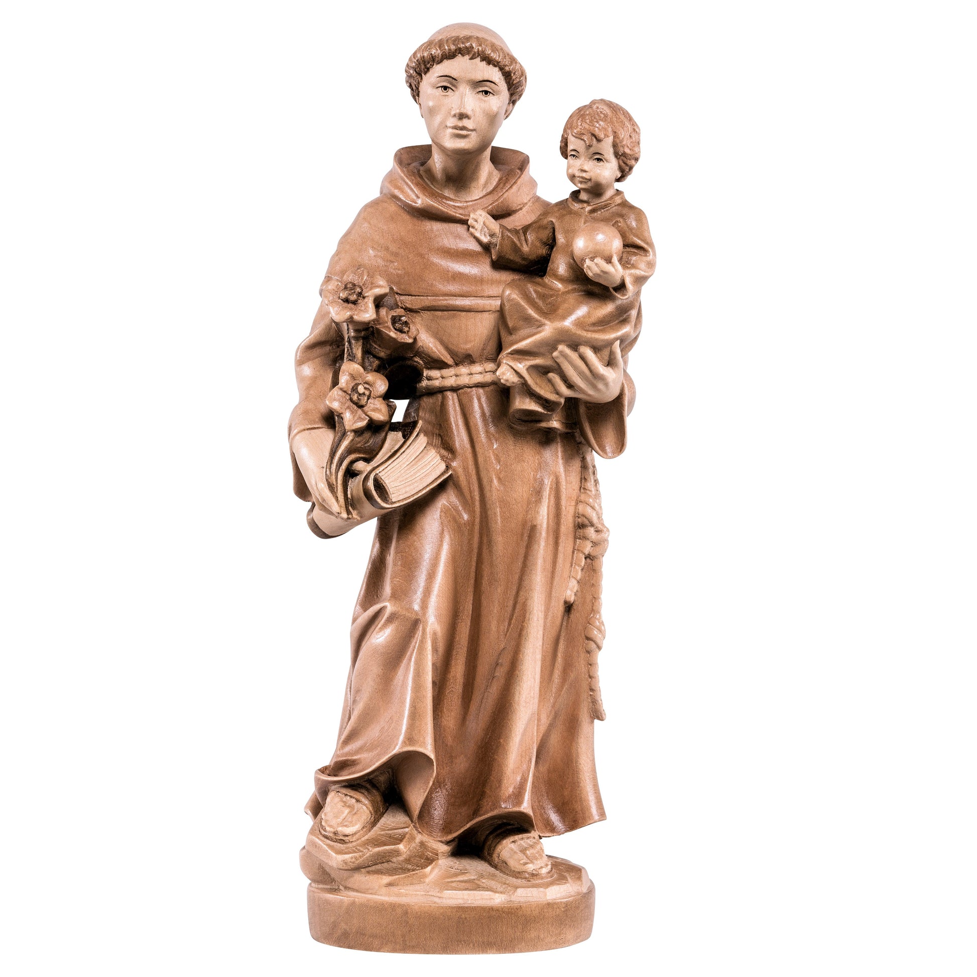 Mondo Cattolico Glossy / 15 cm (5.9 in) Wooden statue of St. Anthony