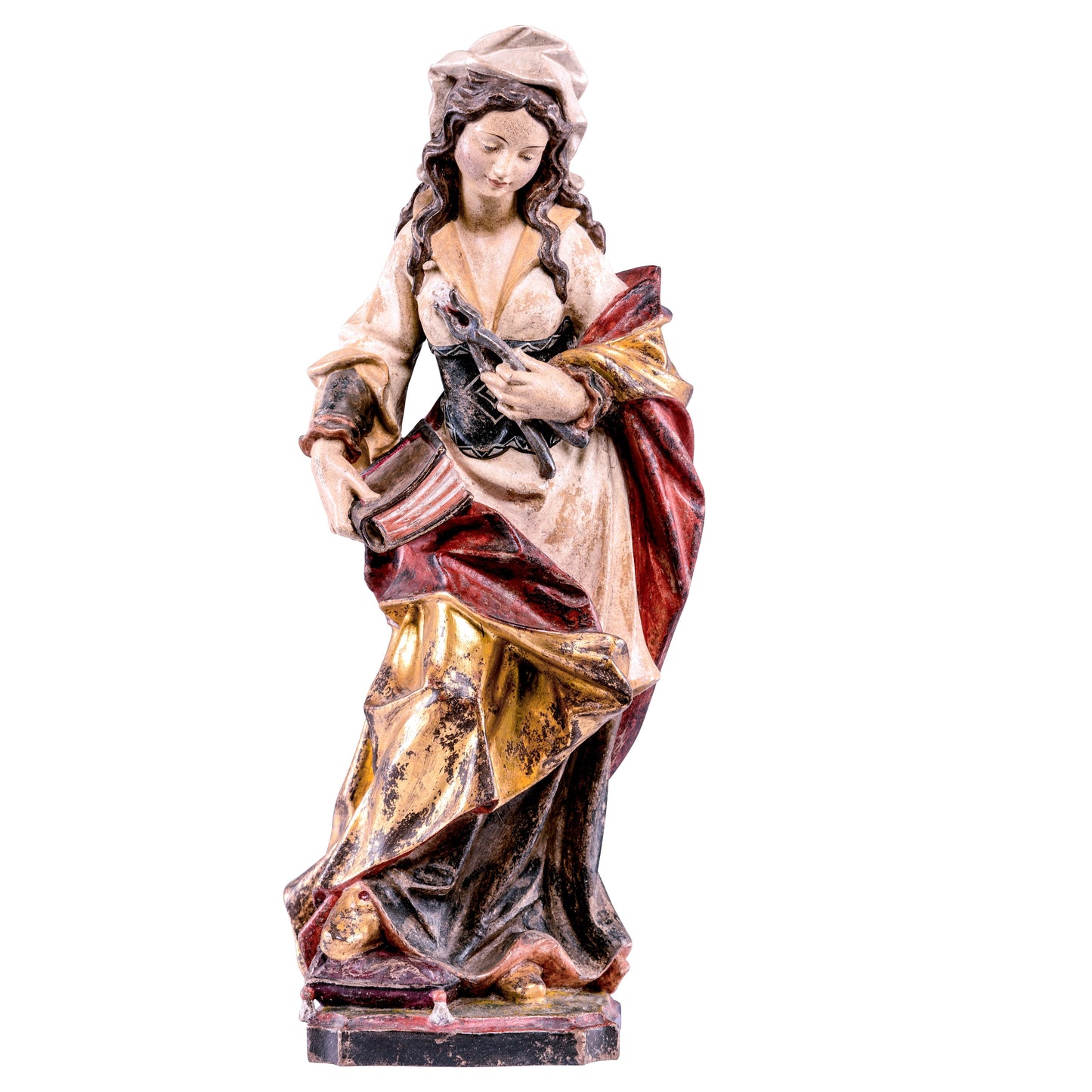 Mondo Cattolico Golden / 60 cm (23.6 in) Wooden statue of St. Apollonia