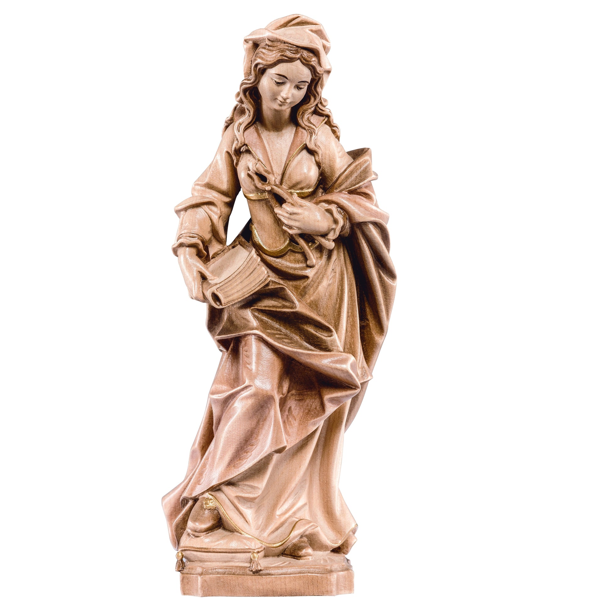 Mondo Cattolico Glossy / 15 cm (5.9 in) Wooden statue of St. Apollonia