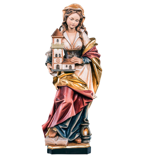 Mondo Cattolico Colored / 15 cm (5.9 in) Wooden statue of St. Barbara