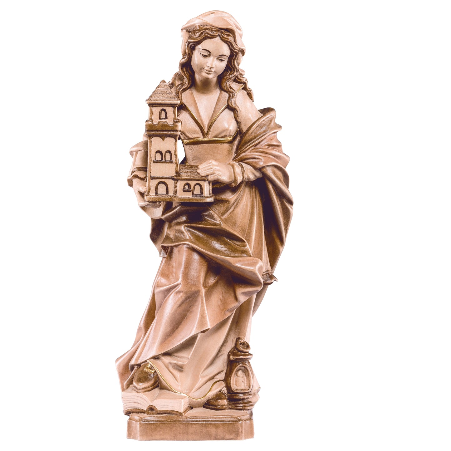 Mondo Cattolico Glossy / 15 cm (5.9 in) Wooden statue of St. Barbara