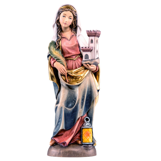 Mondo Cattolico Colored / 30 cm (11.8 in) Wooden statue of St. Barbara gothic style