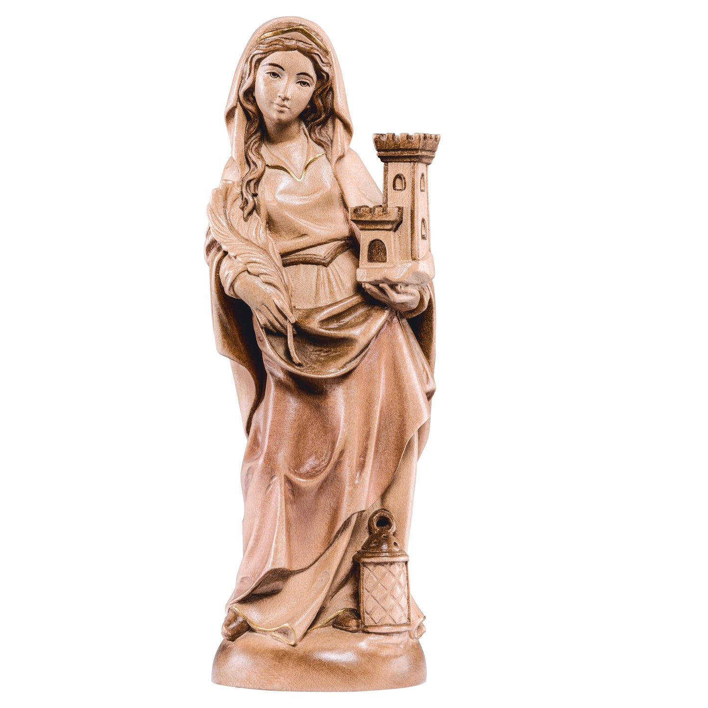 Mondo Cattolico Glossy / 30 cm (11.8 in) Wooden statue of St. Barbara gothic style