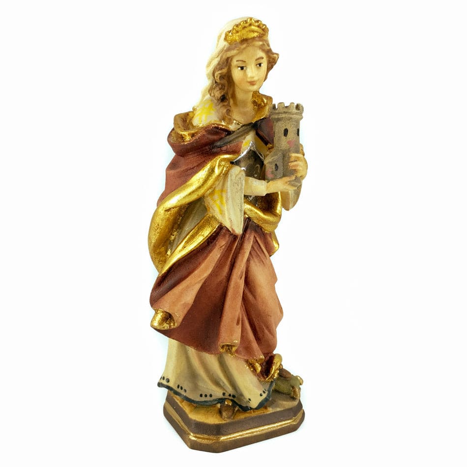 MONDO CATTOLICO 15 cm (5.90 in) Wooden Statue of St. Barbara With Tower