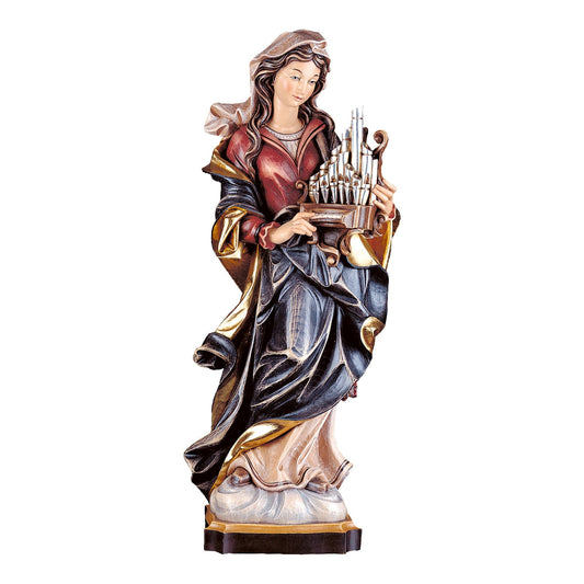 Mondo Cattolico Colored / 20 cm (7.9 in) Wooden statue of St. Cecilia