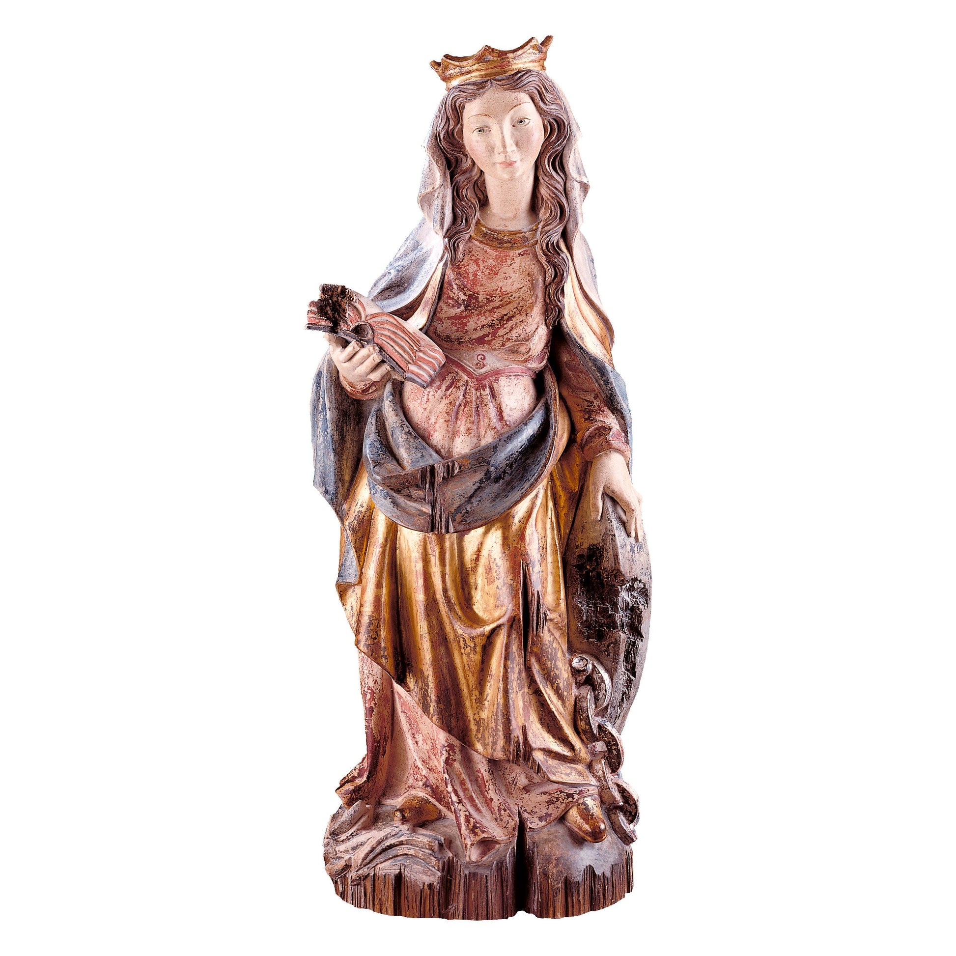 Mondo Cattolico Golden / 30 cm (11.8 in) Wooden statue of St. Christine