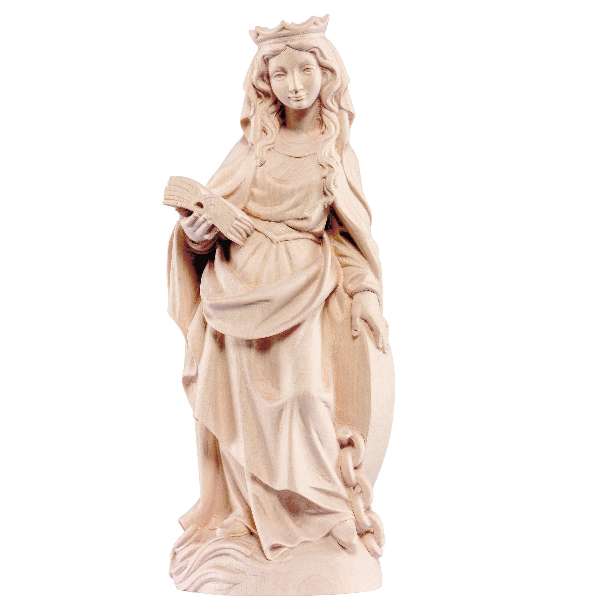 Mondo Cattolico Natural / 30 cm (11.8 in) Wooden statue of St. Christine