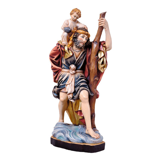 MONDO CATTOLICO Colored / 13 cm (5.1 in) Wooden Statue of St. Christofer