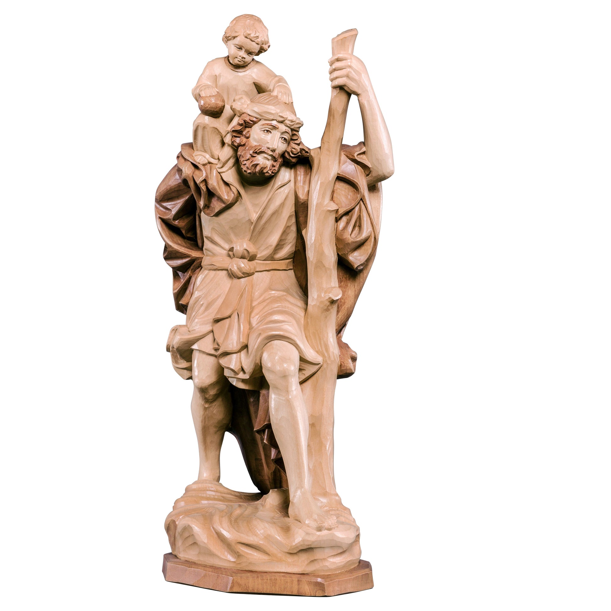 MONDO CATTOLICO Glossy / 13 cm (5.1 in) Wooden Statue of St. Christofer