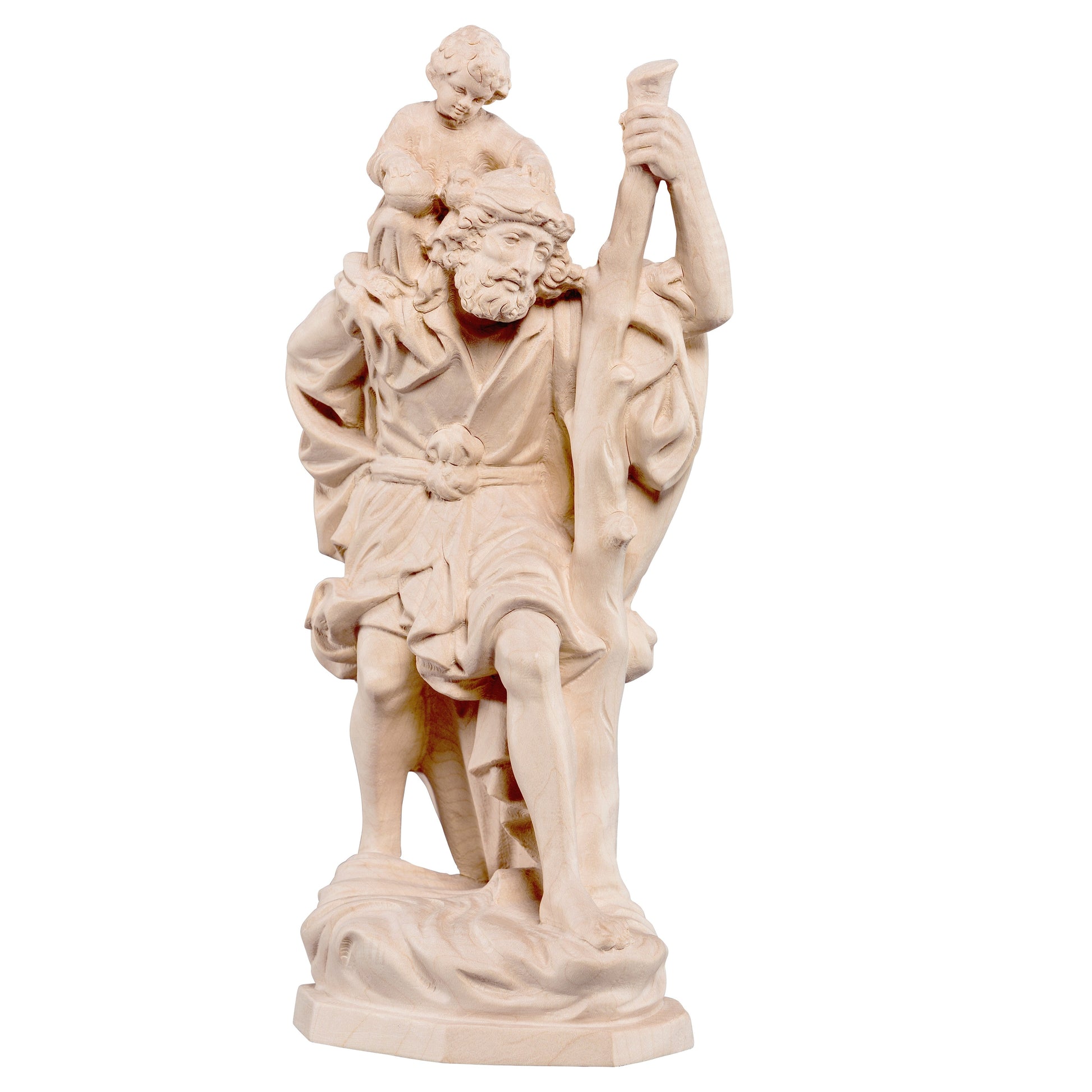 MONDO CATTOLICO Natural / 13 cm (5.1 in) Wooden Statue of St. Christofer