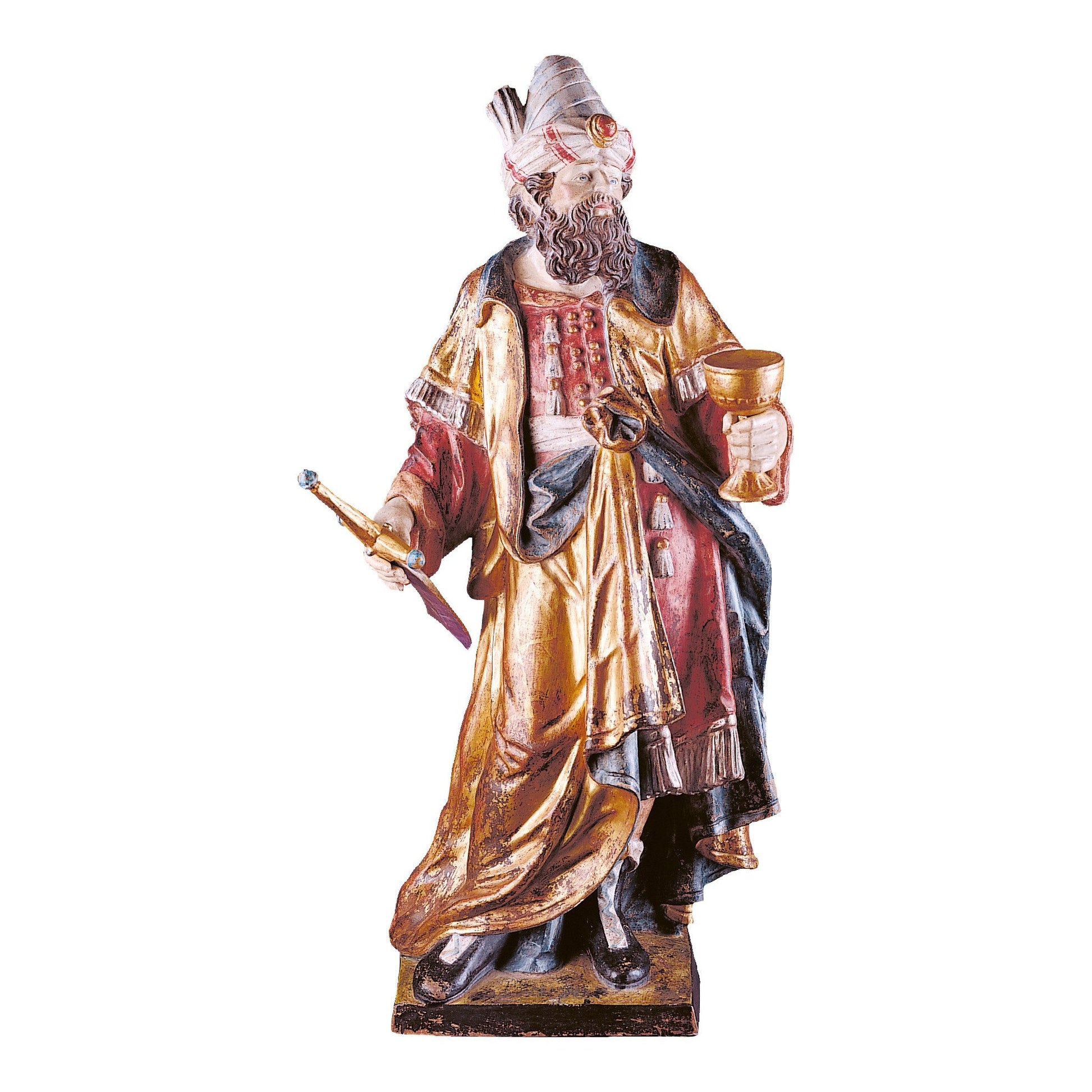 MONDO CATTOLICO Golden / 90 cm (35.4 in) Wooden Statue of St. Damian