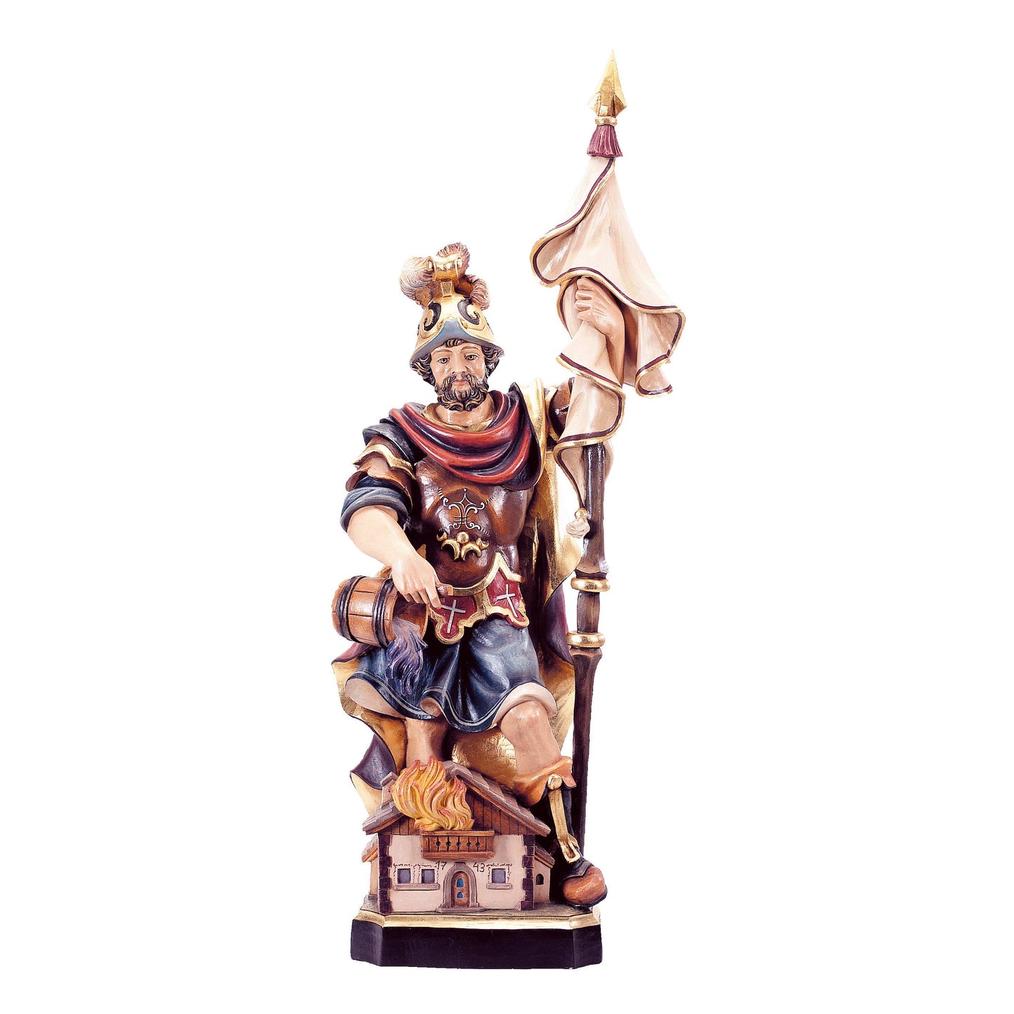 MONDO CATTOLICO Antiqued / 62 cm (24.4 in) Wooden Statue of St. Florian