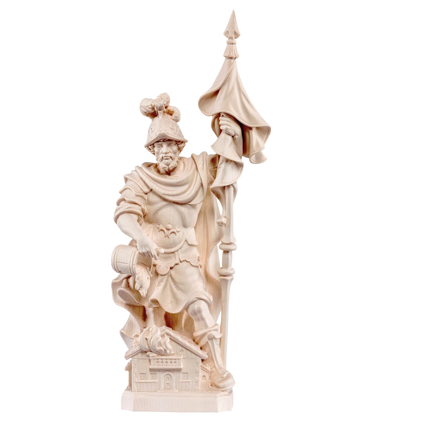 MONDO CATTOLICO Natural / 16 cm (6.3 in) Wooden Statue of St. Florian