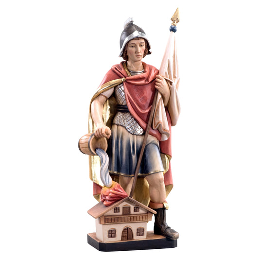 MONDO CATTOLICO Colored / 13 cm (5.1 in) Wooden Statue of St. Florian Modern Style